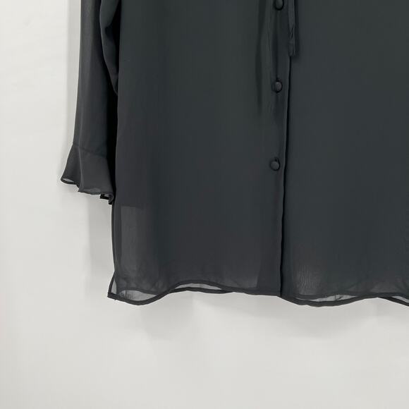 Y2k Vintage Victoria’s Secret Black Whimsigoth Sheer Ruffle Blouse Top Small - Picture 3 of 5